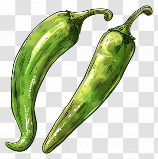 Green Chili Pepper - Fresh Green Chili Peppers Illustration Transparent PNG
