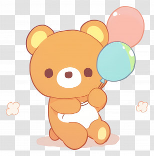 Rilakkuma - Cute Teddy Bear With Balloons Transparent PNG