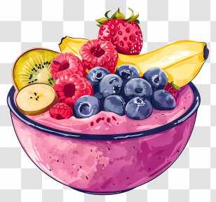 Smoothie Bowl - Healthy Smoothie Bowl With Fruits Transparent PNG
