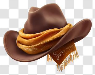 Cowboy Hat - Cowboy Hat With Scarf Transparent PNG