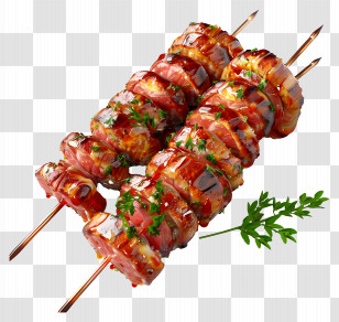 Meat Skewers - Grilled Meat Skewers With Fresh Garnish Transparent PNG