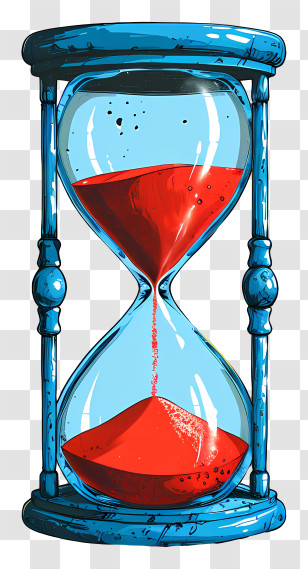 Hourglass - Blue Hourglass With Flowing Red Sand Transparent PNG
