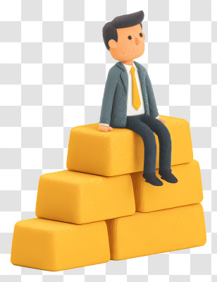 Businessman Sitting Gold Bars - Businessman Sitting On Gold Bars Transparent PNG