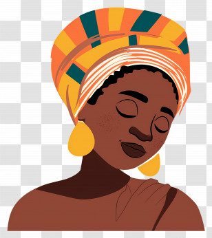 African Woman - African Woman In Colorful Traditional Headwrap Transparent PNG