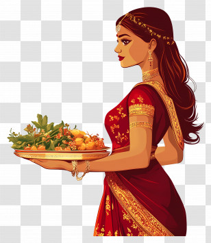 Karva Chauth - Traditional Woman Celebrating Karva Chauth Transparent PNG