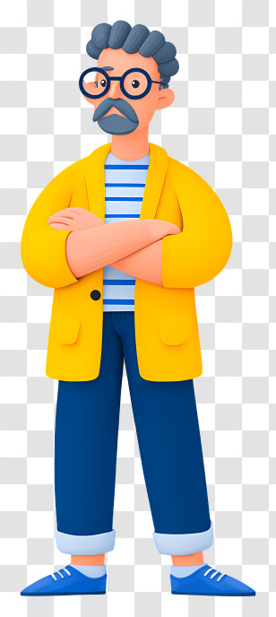 Teacher In Doubt - Man In Casual Outfit With Glasses Transparent PNG