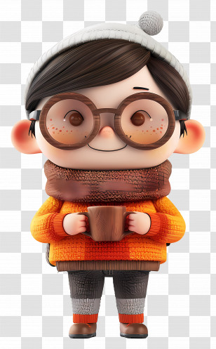 3d Cartoon Character - Cute Cartoon Character Holding A Cup Transparent PNG
