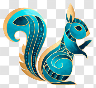 Squirrel Logo - Stylized Teal And Gold Squirrel Transparent PNG