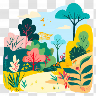 Nature - Colorful Illustrated Nature Scene Transparent PNG