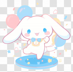 Cute Cinnamoroll - White Cartoon Bunny With Balloons Transparent PNG