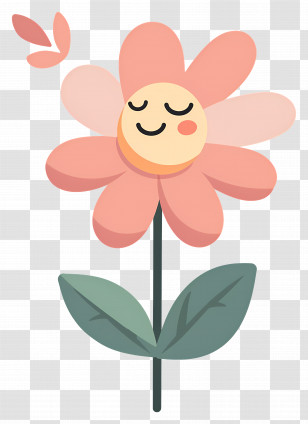 Flower Emoji - Smiling Pink Cartoon Flower Illustration Transparent PNG