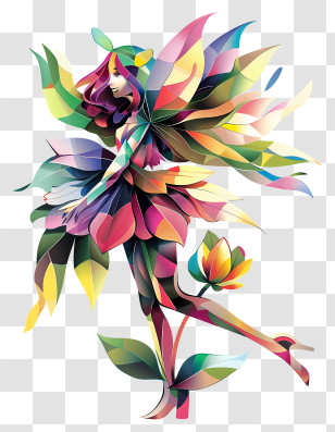 Flower Fairy - Colorful Fairy With Flowers And Wings Transparent PNG