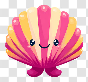 Kawaii Seashell - Colorful Smiling Shell Transparent PNG