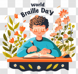 World Braille Day - Boy Writing In Braille For World Braille Day Transparent PNG