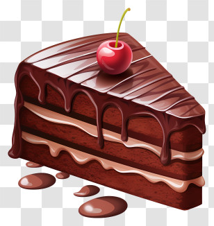 Chocolate Cake - Chocolate Cake Slice With Cherry Transparent PNG