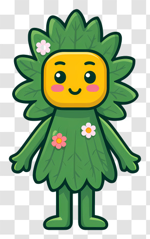 Green Tree Monster - Leafy Character With Flowers Transparent PNG