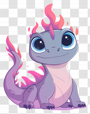 Bruni - Cute Fire Lizard With Flames Transparent PNG