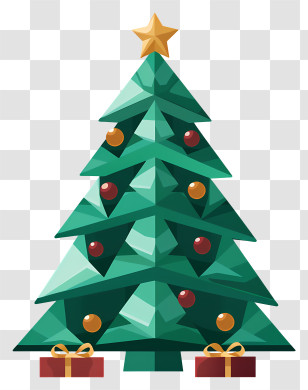 Christmas Tree - Decorative Christmas Tree With Gifts Transparent PNG