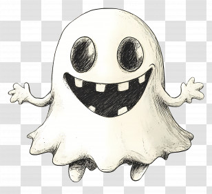 Ghost - Cute Smiling Ghost Illustration For Halloween Transparent PNG
