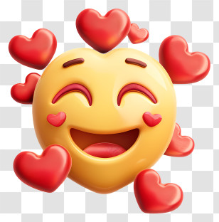 Emoji - Happy Face Emoji With Hearts Illustration Transparent PNG
