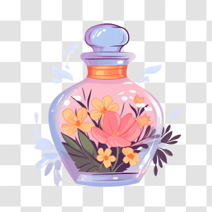 Perfume Bottle - Floral Glass Jar Design Transparent PNG