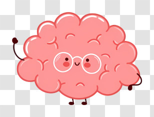 Cartoon Brain - Playful Brain Cartoon With Glasses Transparent PNG
