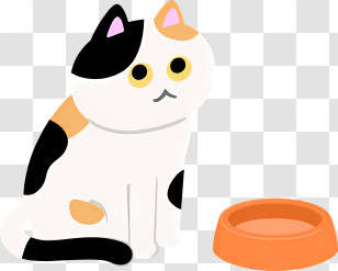 Icon - Calico Cat With Orange Food Bowl Transparent PNG
