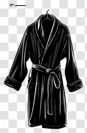 Black Bathrobe On Hanger - Black Bathrobe On Hanger Illustration Transparent PNG
