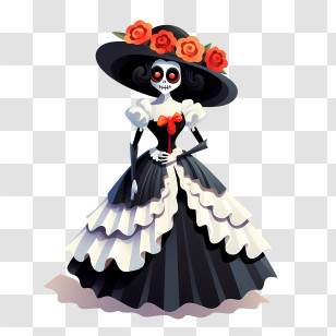 Dia De Los Muertos - Day Of The Dead Skeleton Lady Transparent PNG