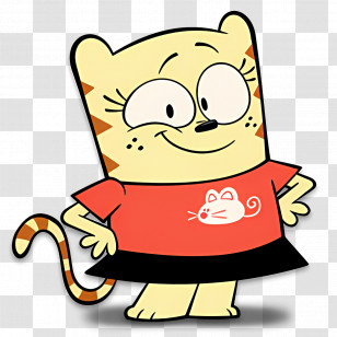 Ollie And Moon - Cat In Red Shirt Cartoon Character Transparent PNG