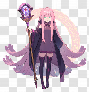 Ryuzu Meyer - Pink-Haired Character With Staff Transparent PNG