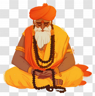 Sadhu - Cartoon Sadhu Meditating Art Transparent PNG