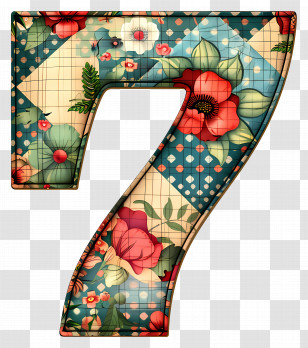 Number 7 - Floral Patterned Number 7 Transparent PNG