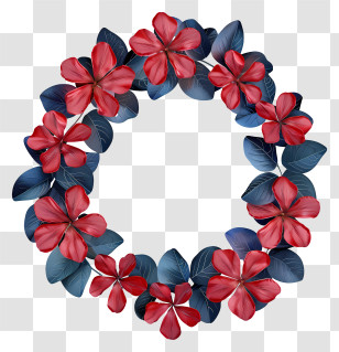 Flowers Circle - Red And Blue Flower Wreath Transparent PNG