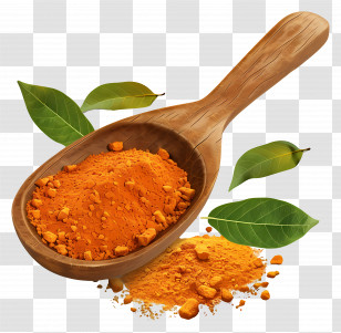 Curry Powder - Wooden Spoon Filled With Turmeric Powder Transparent PNG