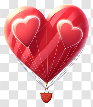 Hot Air Balloon - Heart-Shaped Balloons Floating In The Air Transparent PNG