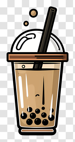 Milk Tea - Bubble Tea In A Plastic Cup With Straw Transparent PNG