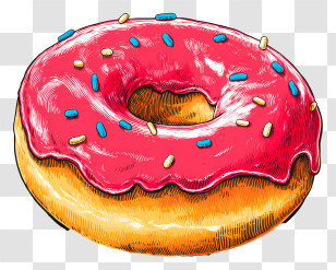 Pop Art Donut - Pink Donut With Colorful Sprinkles Transparent PNG