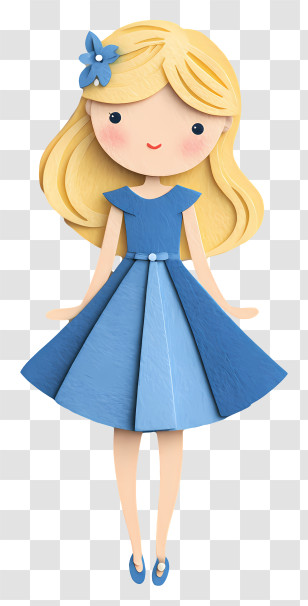 Cute Girl With Blonde Hair - Charming Girl In Blue Dress Transparent PNG