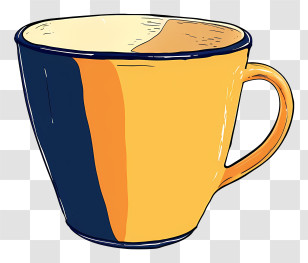 Yellow And Blue Cup - Colorful Yellow And Blue Cup For Morning Coffee Transparent PNG