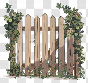 Wooden Fence - Climbing Vines On A Wooden Fence Illustration Transparent PNG