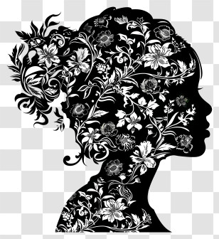 Girl Silhouette - Floral Silhouette Of A Woman Transparent PNG