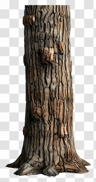 Tree Trunk - Realistic Tree Trunk With Textured Bark Transparent PNG