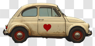 White Car - Vintage Car With Heart Transparent PNG