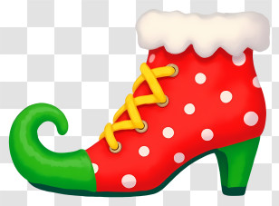 Elf Shoe - Polka Dot Boot With Curled Toe Transparent PNG