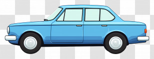 Animated Car - Blue Vintage Car Illustration Transparent PNG