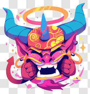 Cartoon Devil - Colorful Demon With Halo Illustration Transparent PNG