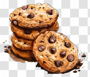 Cookies - Stack Of Chocolate Chip Cookies Illustration Transparent PNG