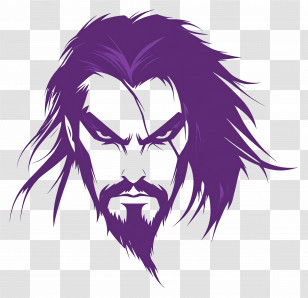Purple - Bearded Character Portrait Illustration Transparent PNG