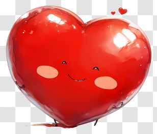 Beautiful Heart - Cute Smiling Red Heart Cartoon Transparent PNG